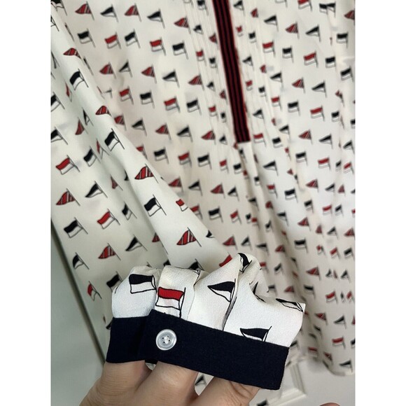 Talbots Button Up Blouse With Flags Women 10 - Picture 4 of 7